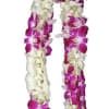 Our beautiful Purple &amp; White Double Orchid Leis are handcrafted with fresh