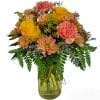 A mix  of flowers such as roses, carnations and daisies with