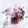 Sweet pink including lily, rose, fragrant stock, pompon and accents in a
