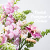 Pastel bouquet with pink, purple, and green flowers