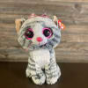 TY GREY CAT, KIKI. ABOUT 9 INCHES TALL. 