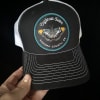 California Sister patch on a white mesh Trucker  ball cap. SnapBack