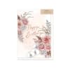 This greeting card features hand drawn floral and foliage illustrations and calligraphy