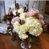 Beautiful and soft design with hydrangea and soft pink roses with texture