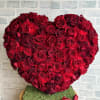 75 roses on a standing heart. 