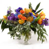 THIS STUNNING GLASS PEDESTAL ARRANGEMENT HAS ALL YOUR FAVORITES. HYDRANGEAS, SPRAY ROSES