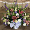 Remember them everyday with this beautiful stand up spray done in soothing