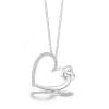 Silver heart pendant necklace with small clear stones
