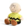 Plush Charlie Brown doll in a yellow shirt and brown shoes