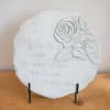 Round white decorative plaque with a rose and Mother's Day message
