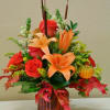 Designers choice of fall flowers and Cattails 