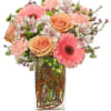 Show your Admiration with this bouquet of soft Peaches, pink, and white