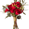 Bouquet of red roses with eucalyptus and small accent flowers