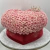 Heart shape box with 250-300 pink roses and the crown on the