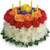 A slice of birthday fun! Creative and colorful, this birthday cake bouquet