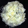 White rose bouquet with silver beaded accents