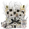 Leopard print spa gift basket with bath products, tumbler, eye mask, and accessories