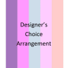 Pastel striped graphic with the words Designer's Choice Arrangement