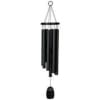 Black hanging wind chime with metal tubes and a clapper