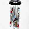 Hanging metal wind chime with cardinal and flower designs