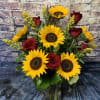 Who doesn't love Sunflowers and Red Roses???  A lovely combination any