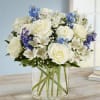 white roses ,blue delfin 