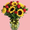 sunfloers red roses 