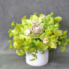 These bundle of greens beautifully put together with Cymbidium Orchids, Succulents, Viburnum