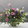 Pink and white mixed bouquet in a glass vase