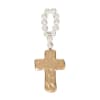 Wood Beads with Gold Cross 12.5 inches tall, 4.5 inches wide