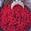 100 Red Roses beautifully arranged as bouquet with a crown