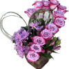 Experience timeless romance with our Lavender Heart Rose Cube Arrangement, exclusively designed