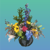 Mixed seasonal florals in a modern vase