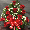 arrangement with 12  red roses and montecasino white  
