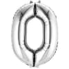Silver foil balloon shaped like the number 0