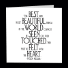 White card with a black Helen Keller quote in decorative text