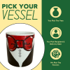 Decorative ceramic vase with a red bowtie tuxedo design