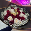 Standard :25 roses bouquet with babies breath 
Deluxe 36 
Premium 50 
