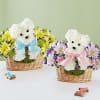 Our truly original pup makes one precious surprise. Fresh white carnations are