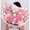 A luxurious and enchanting bouquet featuring White hydrangeas,  elegant pink orchids