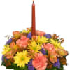 Utility Container With, Taper Candle, Foliage: Salal Tips, Green Pittosporum, Brown Seeded