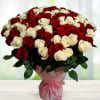 Gorgeous floral arrangement that is made of Red and White Roses. White