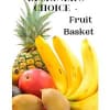 Fruit basket with pineapple, bananas, mangoes, and a red fruit