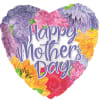 Heart-shaped Mother's Day balloon with floral print and purple lettering