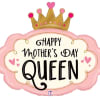 Pink crown-shaped balloon with "Happy Mother's Day Queen" text
