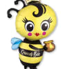 Bee-shaped foil balloon with a crown and "Queen Bee" text