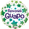 Round balloon with "Bienvenido Guapo" text and green star pattern