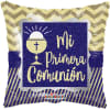 Decorative communion pillow with chalice and text