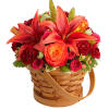 This fall basket is bejeweled in Autumn's most majestic hues creating an