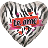 Heart-shaped zebra-print balloon with "te amo" text